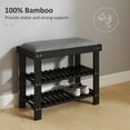 thumbnail image 5 of HOMCOM Bamboo Shoe Bench, Entryway Bench with Storage and Cushion, Black, 5 of 8