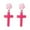 Pink, variant on Acrylic Rose Cross Dangle Drop Earrings for Women Resin Glitter Flower Halloween Statement Dangling Studs Lightweight Romantic Floral Blooming Earring Delicate Gothic Party Wedding Jewelry