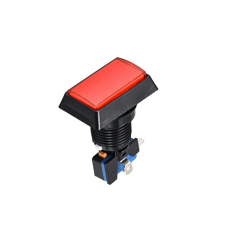Uxcell 12V LED Illuminated Push Button Switch - 49x33mm Rectangle For Arcade Games, 5pcs Red