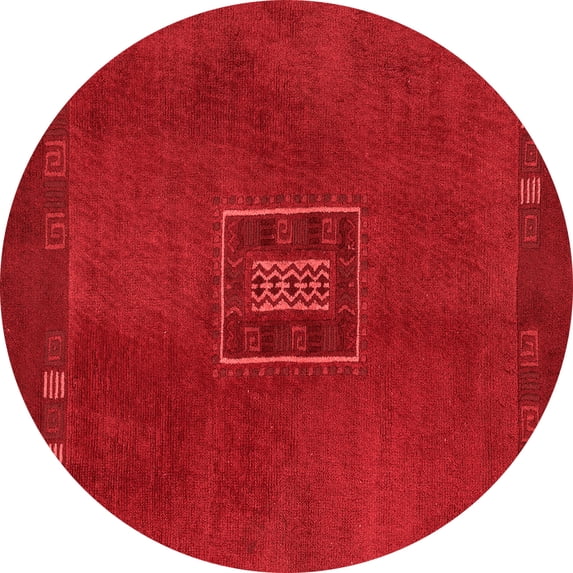 Ahgly Company Indoor Round Abstract Red Modern Area Rugs, 7' Round