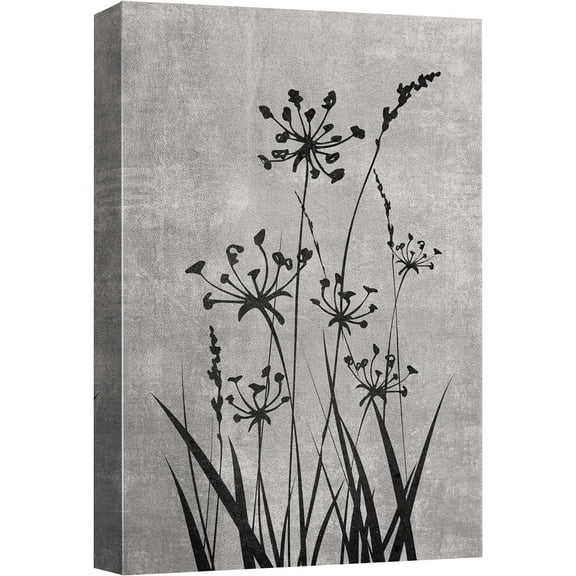 Wall26 Canvas Print Wall Art Forest Wildflower Moody Grunge Silhouette Art Country Nature Wilderness Illustrations Print Modern Floral Botanical Art Decorative for Living Room - 12"x18"