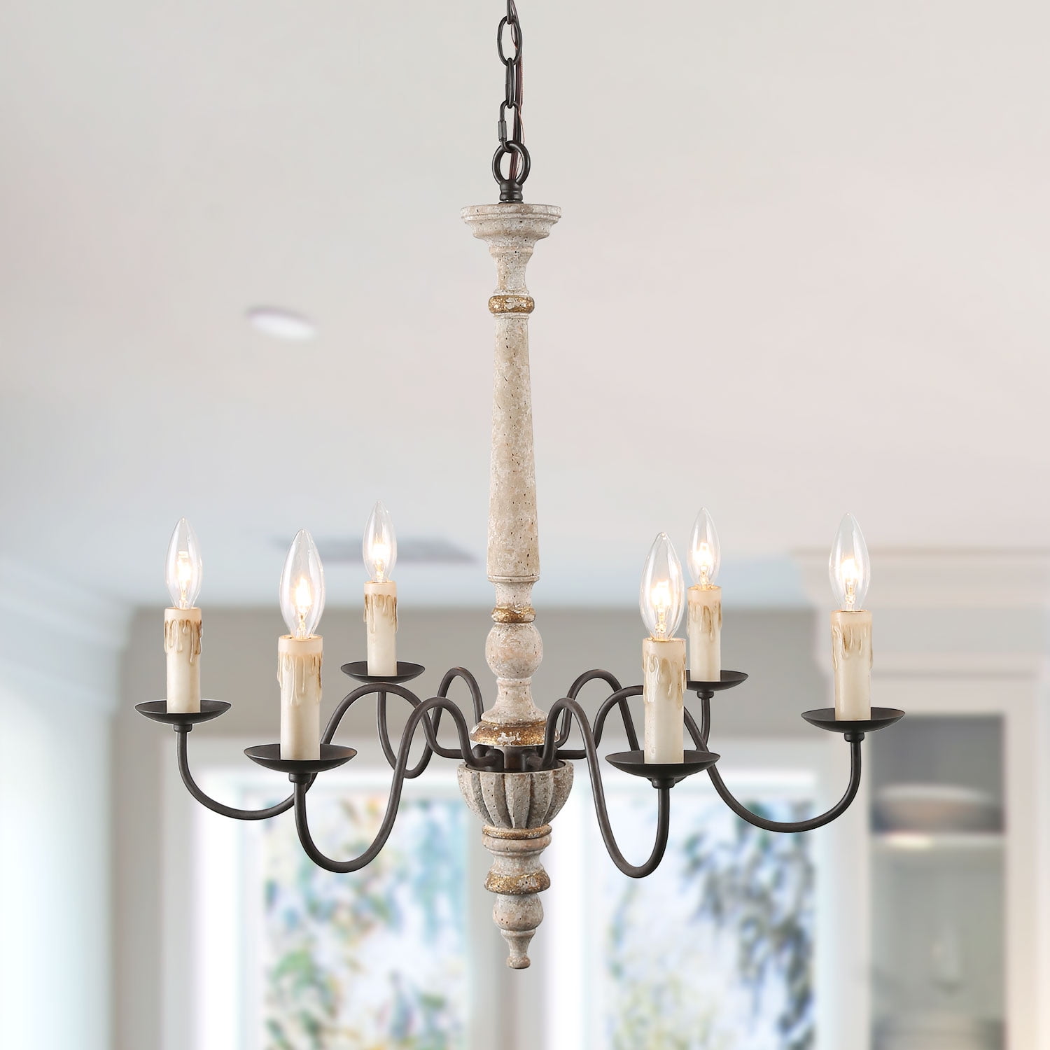 Buy LNC 6 Lights Retro-white Shabby-Chic French Country Chandeliers ...