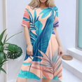 thumbnail image 6 of DBAIXID Knee Length Dress for Women Summer Plus Size Short Sleeve Crewneck Floral Print Flowy Midi Dresses with Pocket Blue 2XL, 6 of 7