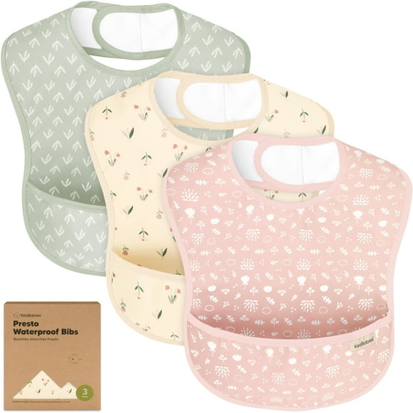 Baberos KeaBabies Presto para bebés, 3 unidades, impermeables y ligeros