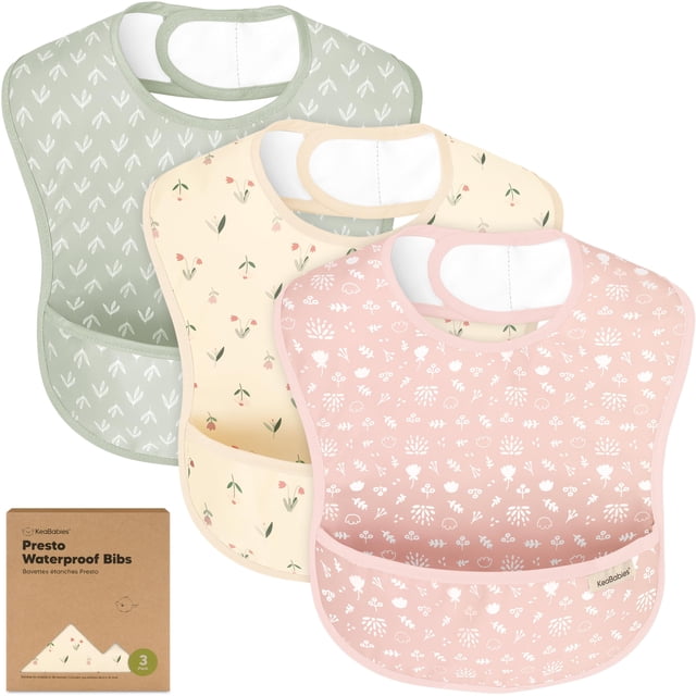 Baberos KeaBabies Presto para bebés, 3 unidades, impermeables y ligeros