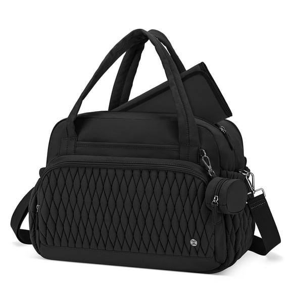 Bolsa de pañales Telena Travel Crossbody de gran capacidad negra