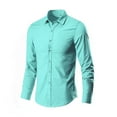 thumbnail image 2 of iOPQO Mens Shirts Men's Fashion Business Leisure Lapel Pure Color Long-sleeved Shirt Top BlouseMens Dress Shirts Long Sleeve Shirts For Men Mint Green M, 2 of 4