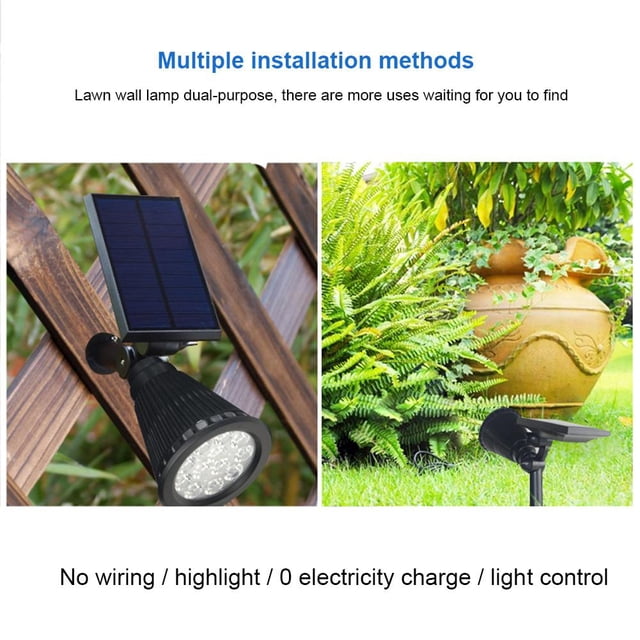 Enchufe a tierra 12LED Lámpara solar Foco exterior Luz colorida (cálido) Blanco Kuymtek Para estrenar