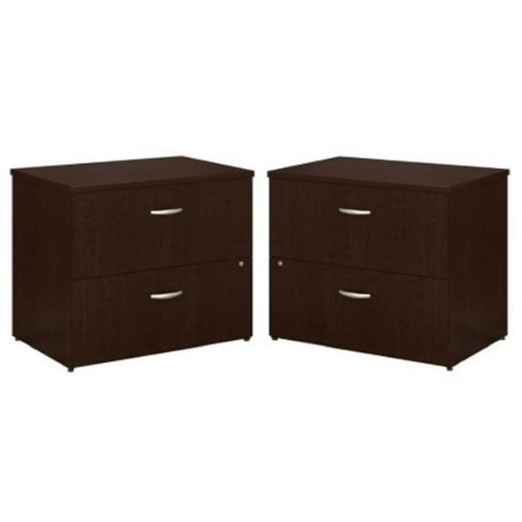 Home Square 2 Piece Wood Filing Cabinet Set with 2 Drawer in Mocha Cherry