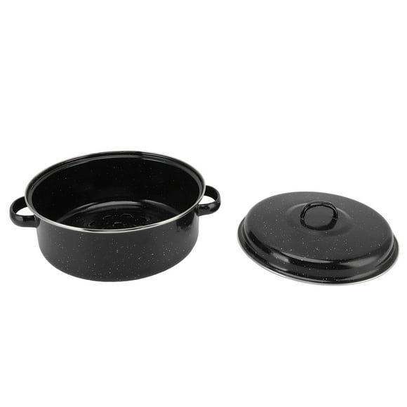 Roasting Pan, Non Stick Roaster Pan with Lid Enamel Iron Stainless Steel Roaster Pot, Oven Pans Roast Pot for Roasted Sweet Potatoes Chestnuts Barbecue Turkey Vegetables