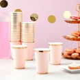 thumbnail image 2 of ANHXN Pink Party Cups ,Light Pink & Gold - Disposable Paper Cups for Hot & Cold Beverages - Bridal & Baby Shower, 2 of 5