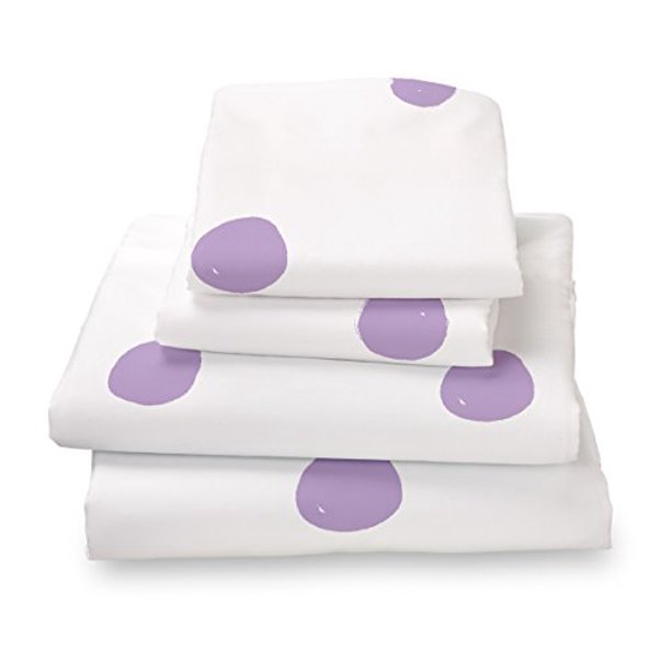 Lilac Polka Dot Twin Size Sheet Set, Soft Sheets for Deep Mattresses, 3