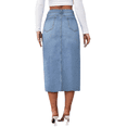 thumbnail image 4 of LYMAYTER Women Vintage Denim Skirt Mid-Length Split Hem A-Line Casual Classic for Jean Skirt S-2XL, 4 of 10