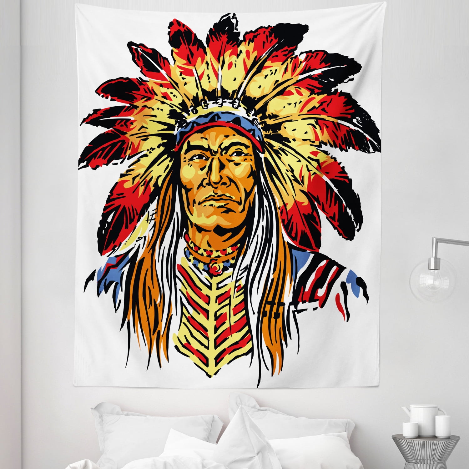 Ethnic Tapestry, Chief in Vibrant Color Palette Hand Drawn Style