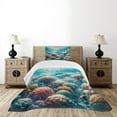 thumbnail image 3 of Ambesonne Coastal Quilted Bedspread Set 2 Pcs, Underwater Reef Scene Fish, Twin Size, Turquoise Salmon and Green, 3 of 4