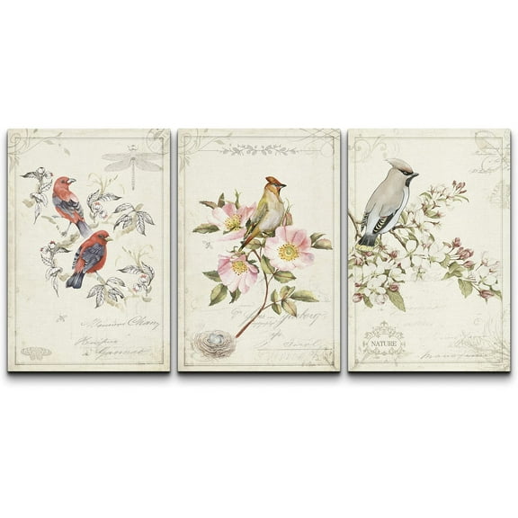 wall26 Canvas Print Wall Art Set Tropical & Forest Birds with Typography Animals Wildlife Watercolor Modern Art Rustic Colorful Multicolor Pastel for Living Room, Bedroom, Office - 16"x24&qu