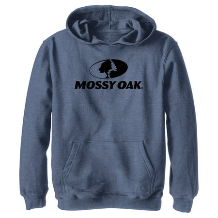 Boy s Mossy Oak Black Classic Logo Pull Over Hoodie Navy Blue Heather Large
