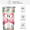 thumbnail image 4 of SKYSONIC Flamingo Tumbler Stainless Steel Double Wall Vacuum Reusable Insulated Mug with Straw and Built-in Coaste for Cold and Hot Beverages, 20oz, 4 of 7