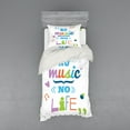 thumbnail image 1 of Ambesonne Saying Bedding Set 3 Pcs, No Music, No Life Slogan, Twin, Multicolor, 1 of 3
