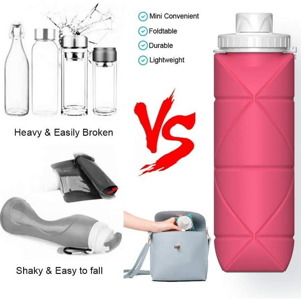 Bouteille d’eau pliable, bouteilles d’eau pliables en silicone sans bpa  réutilisables pour la randonnée de camping de gymnastique de voyage,  portable