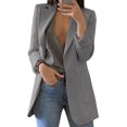 thumbnail image 2 of Sarkoyar Long Sleeve Big Pockets Mid-Length Suit Jacket Office Work Lapel Open Stitch Cardigan Blazer Outerwear, 2 of 8