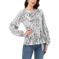thumbnail image 2 of Women's Long Sleeve Sequin Crew Neck Fashion Pullovers Sweatshirt, Silver, Large, 2 of 6