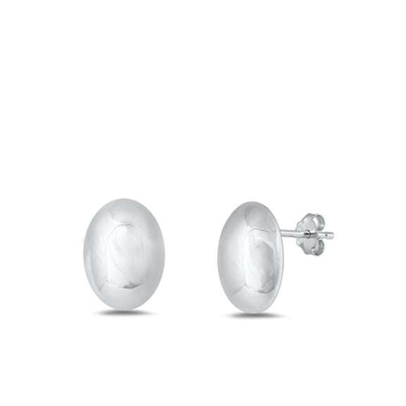Sterling Silver High Polished Oval Ball Stud Earrings .925 New Jewelry Female Unisex