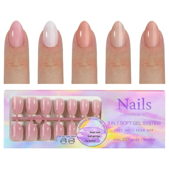 1 Box Artificial False Nails Full Cover Stick on Nails Nudes Press On Nails French Gel Nails Tips Manicures Suppliss