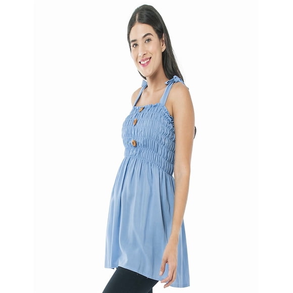 Blusa Maternidad Rayón Fresca Cómoda Ropa Embarazo Blusa Mujer Casual Tirantes Ajustables Color Azul Cielo