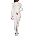 thumbnail image 3 of Slim Jumpsuits with Hidden Zipper Solid Color One-piece Outfit Women Fashion Clothes, 3 of 5