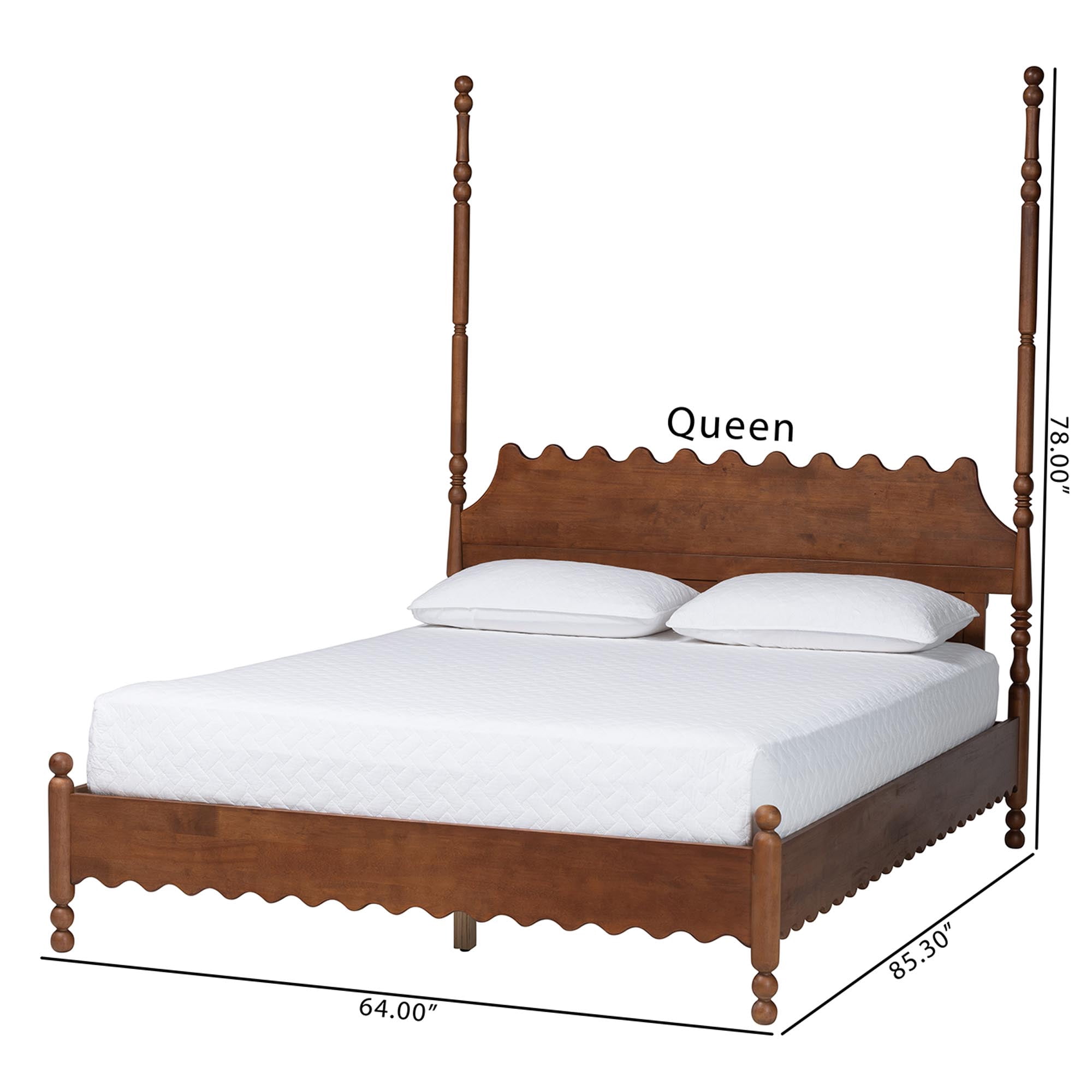 Baxton Studio Hoffman Modern Farmhouse Platform Bed, Queen, Walnut Brown