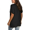thumbnail image 5 of Summer women's V-neck solid color short-sleeved loose T-shirt with slits on both sides, 5 of 5