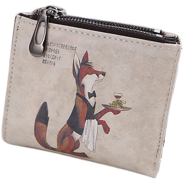 Ladies Cartoon Cute Zippered Wallet Short Purse Small Coins Purse Card Holder Fox
