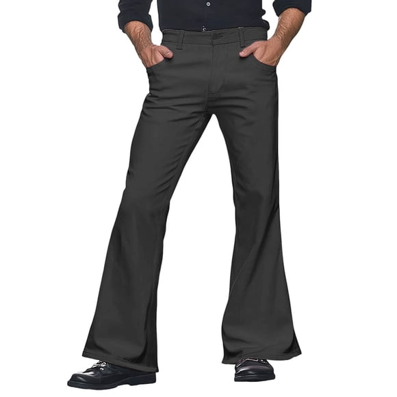 Pantalones de hombre vintage de los años 70, acampanados, de pierna ancha, estilo carnaval y discoteca, elásticos y ajustables.