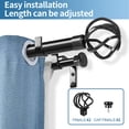 thumbnail image 2 of Urbanest Zeffoli Flat Button 1" 5/8" Double Drapery Curtain Window Rod Set - 48" to 84", Black, 2 of 6
