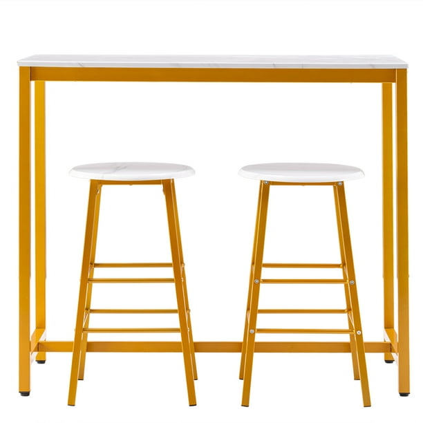 3 Piece Counter Height Table Set Kitchen Bar Table Set With 2 Round Bar Stools Breakfast Bistro Set Dining Table Set For 2 Walmart Com Walmart Com
