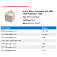 thumbnail image 2 of Starter Relay - Compatible with 1999 - 2005 Volkswagen Jetta 2000 2001 2002 2003 2004, 2 of 2