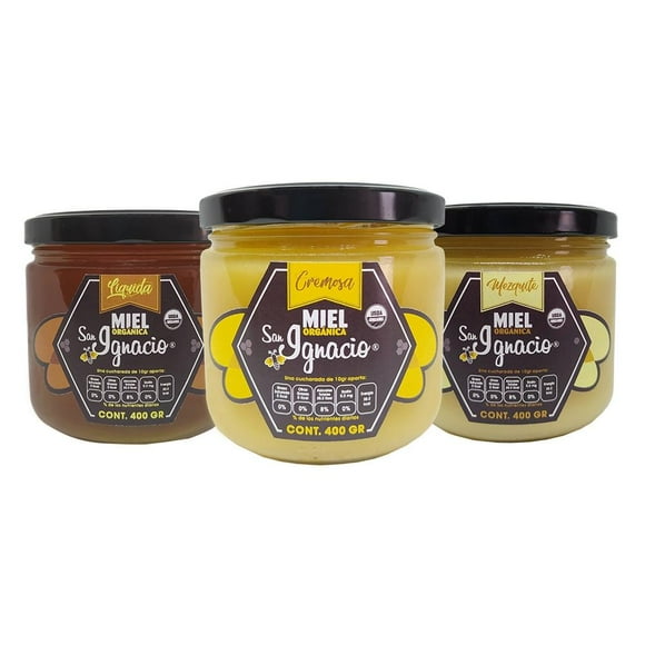 Miel Orgánica San Ignacio Paquete de 3 Mixto 400gr
