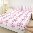 thumbnail image 3 of Homewish Princess Bowknot Kids Full Size Sheets, Pink Watercolor Ribbon Bed Sheets, Cute Bow-tie Theme Sheet Sets, Microfiber Bedroom Decor, 4-Piece, 3 of 7