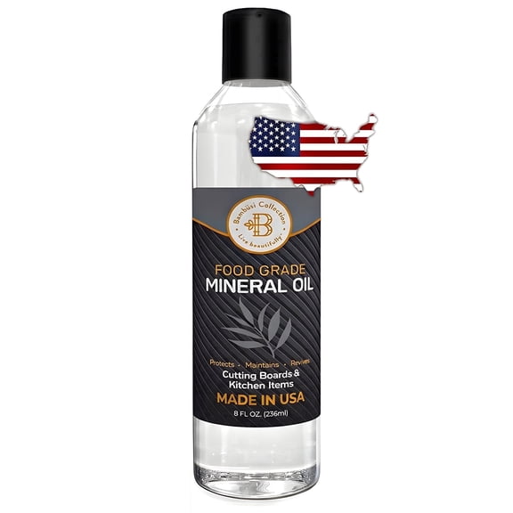 Bambusi 8 oz Food Grade Mineral Oil for Wood and Bamboo Cutting Boards, Food Safe