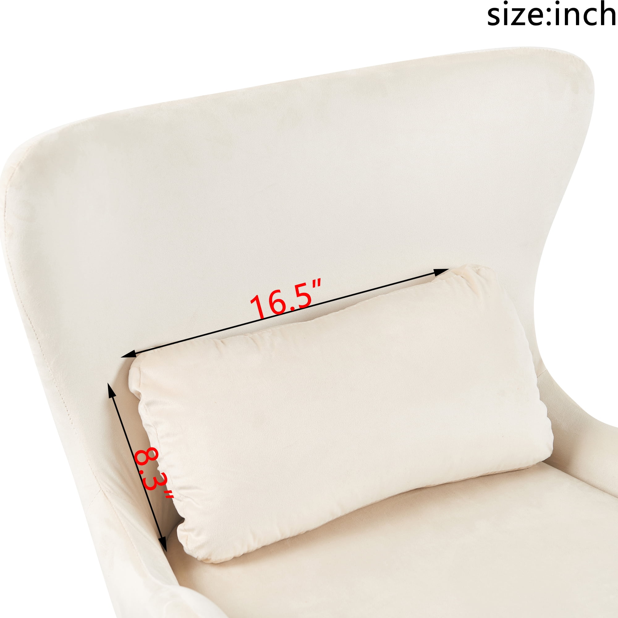 Euroco Furniture Style 2 in 1 Pet Friendly Modern Velvet Lounge Chair, Upholstered Back Accent Chair Leisure Single Sofa Chair for Living Room Office, White