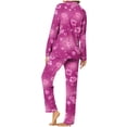thumbnail image 3 of Tiweut Womens Valentines Pajamas Love Print Long Sleeve Button Up Tops And Pajama Pants Satin Casual Sleepwear Loungewear,C-Hot Pink,XL, 3 of 7