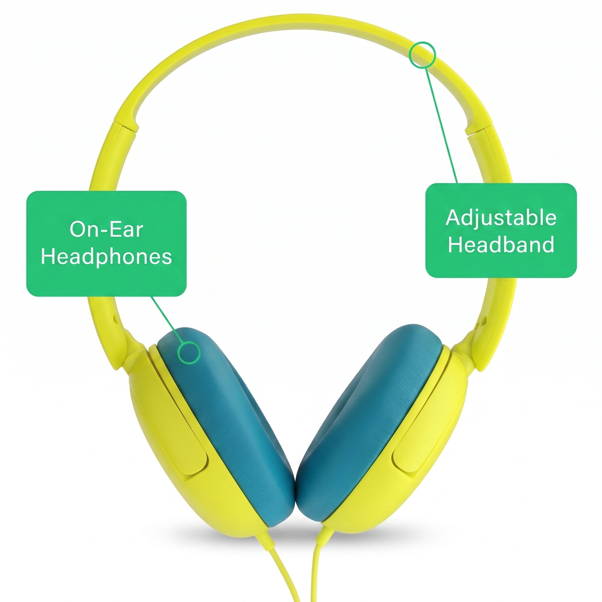 onn On-Ear Headphones with 3.5 mm Connector, Yellow