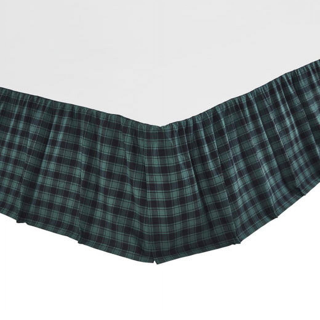 VHC Brands, Pine Grove Plaid King Bed Skirt, Green, 78x80x16
