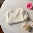thumbnail image 3 of Maean Toddler Girls Short Sleeve T Shirt Ruffle Hem Solid Color Crew Neck Casual Loose Summer Cotton Top, 3 of 6
