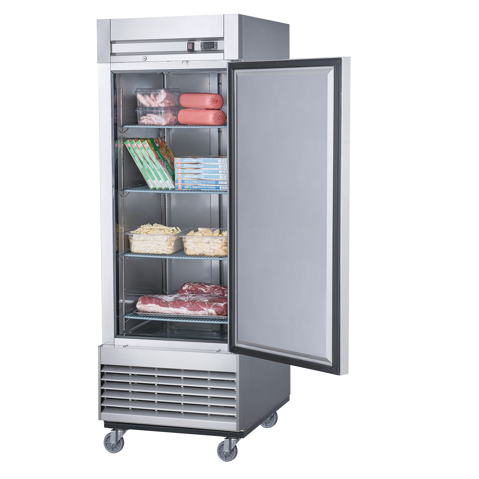 Elite Kitchen Upright Auto-Defrost Commercial Freezer, Single Door, Stainless Steel, 17.7 Cu. Ft., 115V/60Hz
