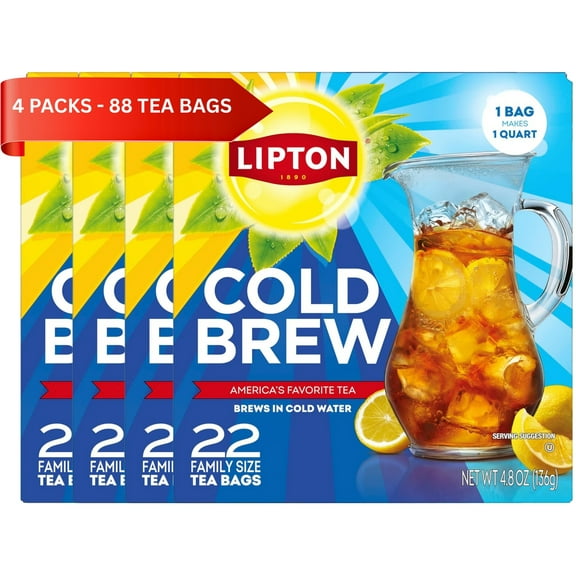 Lipton Cold Brew Family Size Iced Tea Bags (Pack of 4)