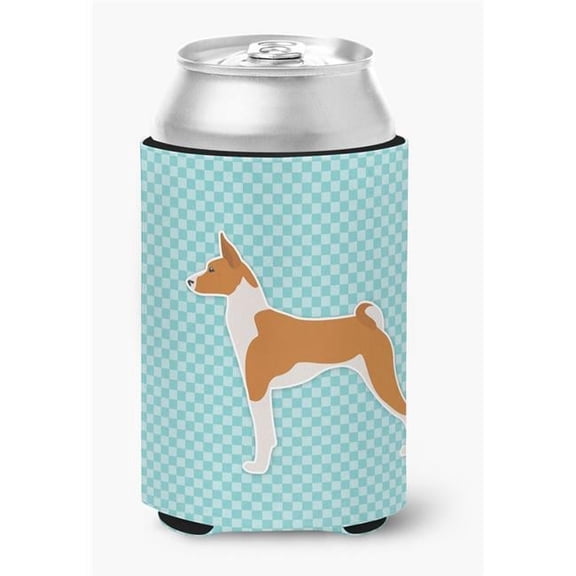 Basenji Checkerboard Blue Can or Bottle Hugger