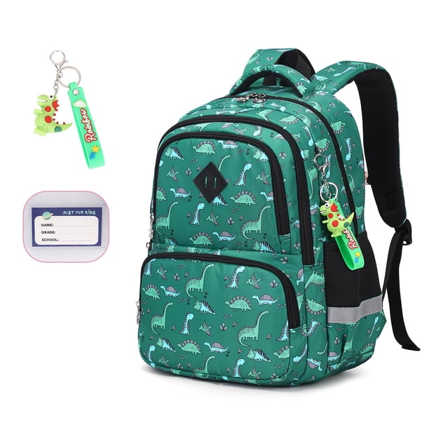 Mochila MUSEVOS Kids verde/dinosaurio impermeable de 6 a 14 años