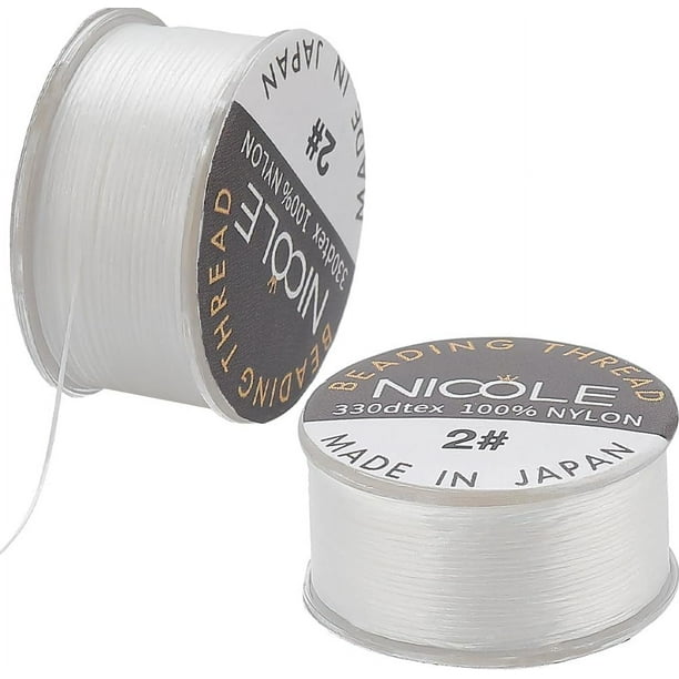 100 yardas 2 rollos de hilo de nailon para abalorios de 0,1 mm, hilo de nailon para abalorios, cordón blanco invisible, hilo de nailon para coser